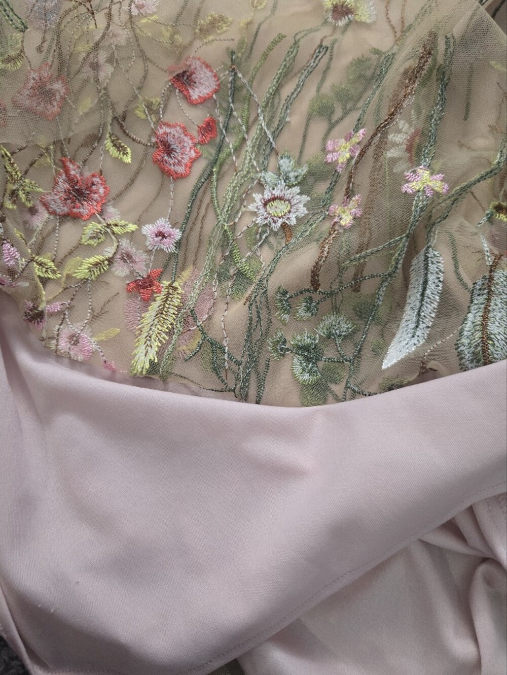 Embroidered Floral Sheer Midi Skirt - Blush Pink - Picture 10 of 16